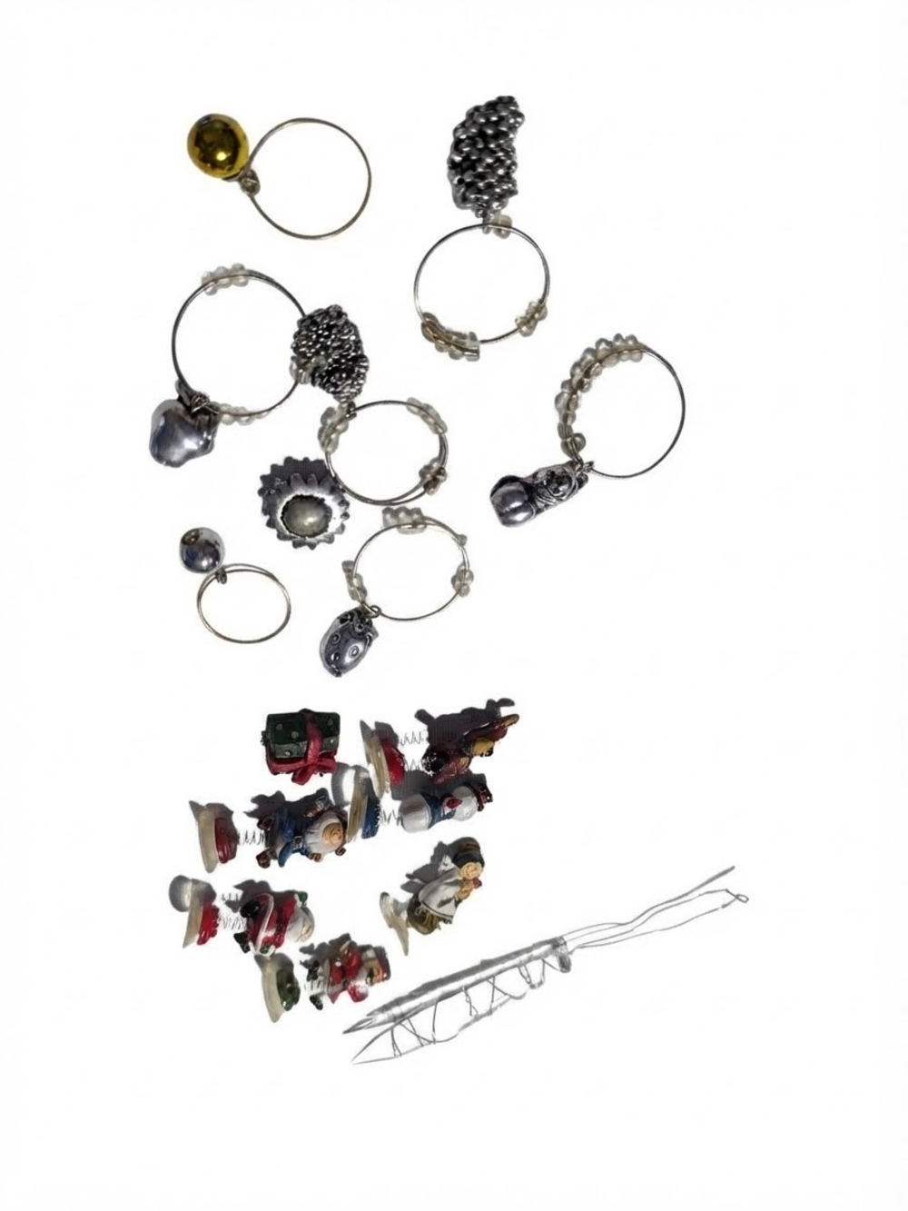 Retro Holiday Wine Charms & Christmas Suction Bobble Drink Markers y2k